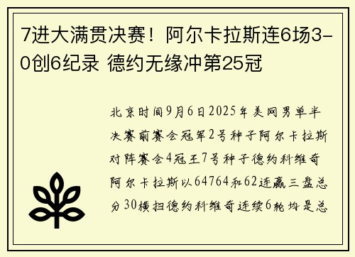 7进大满贯决赛！阿尔卡拉斯连6场3-0创6纪录 德约无缘冲第25冠